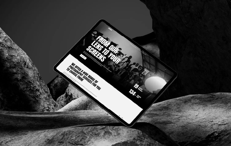 iPad Pro mockup displaying a customizable app interface with realistic reflections